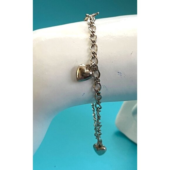 Sterling Silver Heart Charm Bracelet 925 - Picture 4 of 4